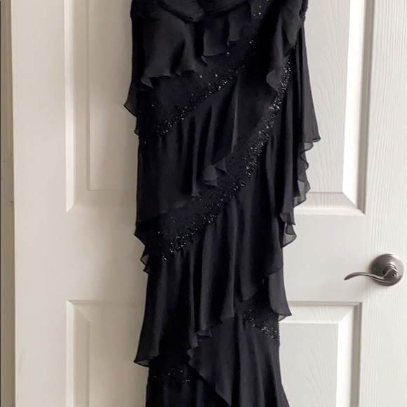 Strapless Dress Evening Gown Black Maxi Dress / Ruffle - Picture 7 of 14